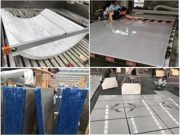 lilac white marble slab inspection