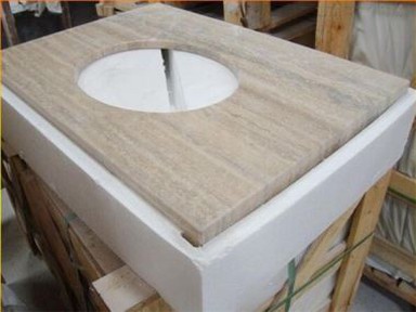 Silberne Travertin-Arbeitsplatte