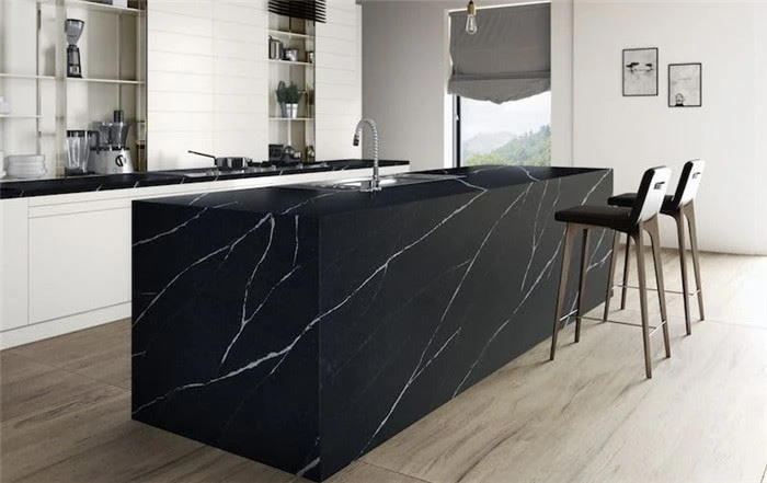 black and white quartz countertops kitchen top