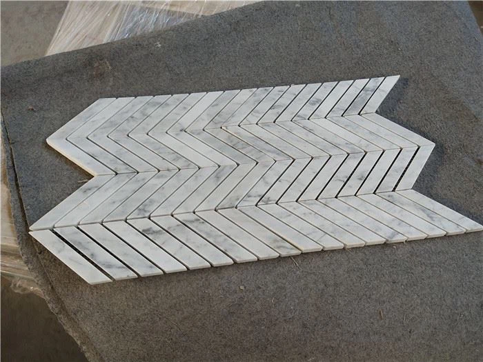carrara herringbone mosaic for floor