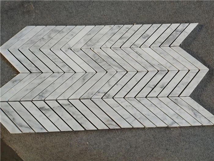carrara herringbone mosaic for wall