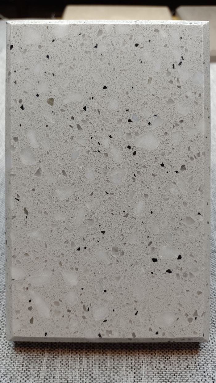 pearl white terrazzo slab bathroom