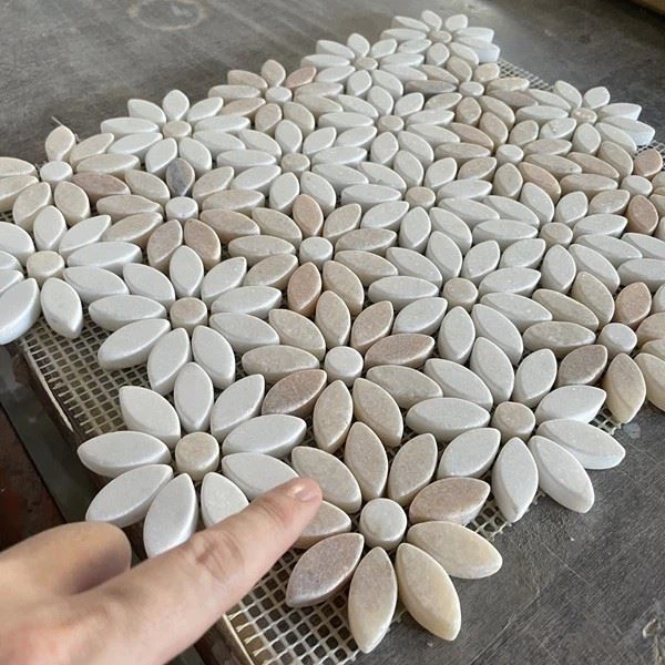 Pink and white Marble Mosaic Tiles