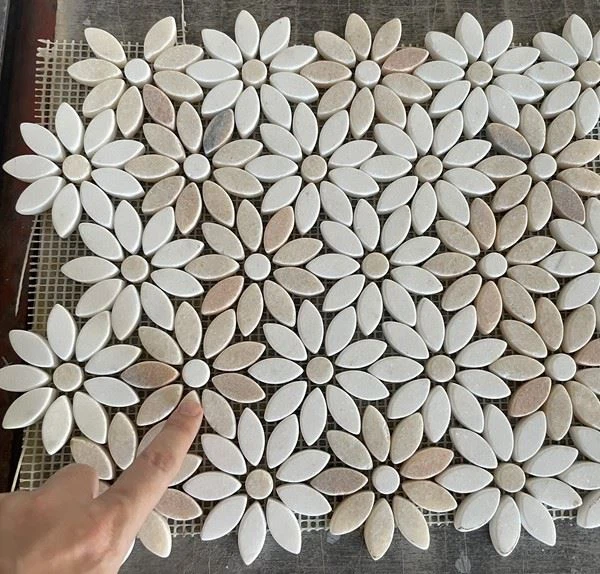 Pink and white Marble Mosaic Tile