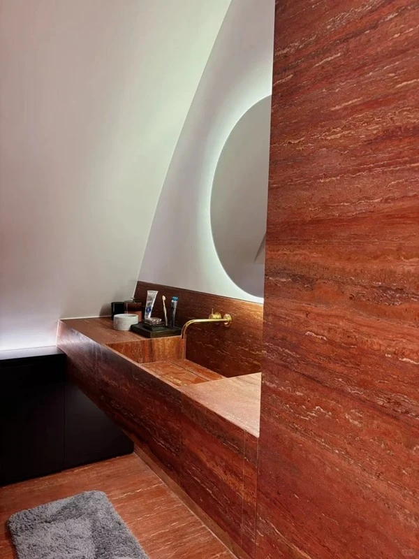 Red Travertine Bathroom wall tile