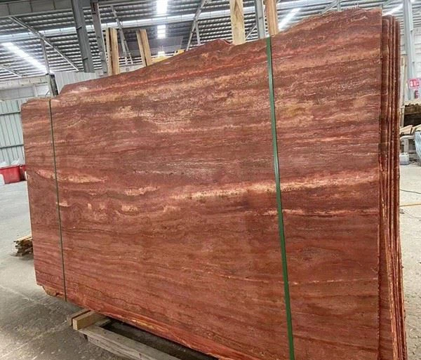 Honed  Red Travertine slabs