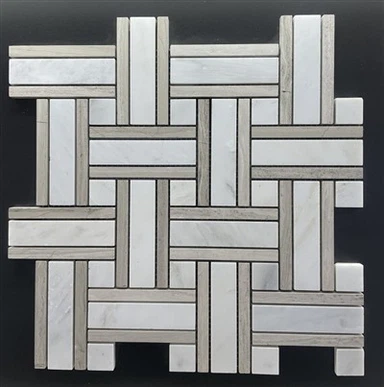 Mosaik aus Marmor mit Korbflechtmuster